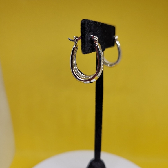 NWOT 14k WGF 0.02ctw Genuine Diamond Accent Hoop Pierced Earrings - Picture 7 of 9